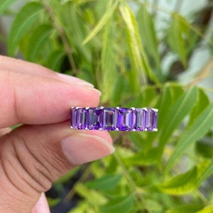 Amethyst Ring- Wedding Band- Band Ring- Purple Gemstone Ring- February Birthstone- Natural Amethyst
