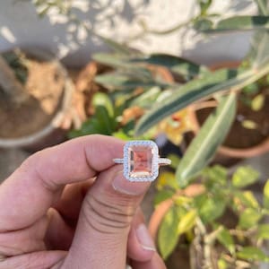 Engagement Morganite Ring- Sterling Silver Morganite Ring- Morganite Jewelry- Anniversary Gift- Bridal Ring