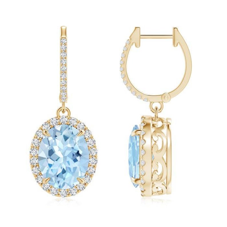 Aquamarine Earrings March Birthstone Aquamarine Jewelry Gift For Her Rose Gold Aquamarine Earrings