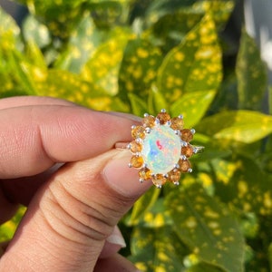 Opal Ring- Engagement Ring- Citrine Ring- Oval Opal Ring- Natural Opal Ring- Gift For Her- Silver Opal Ring