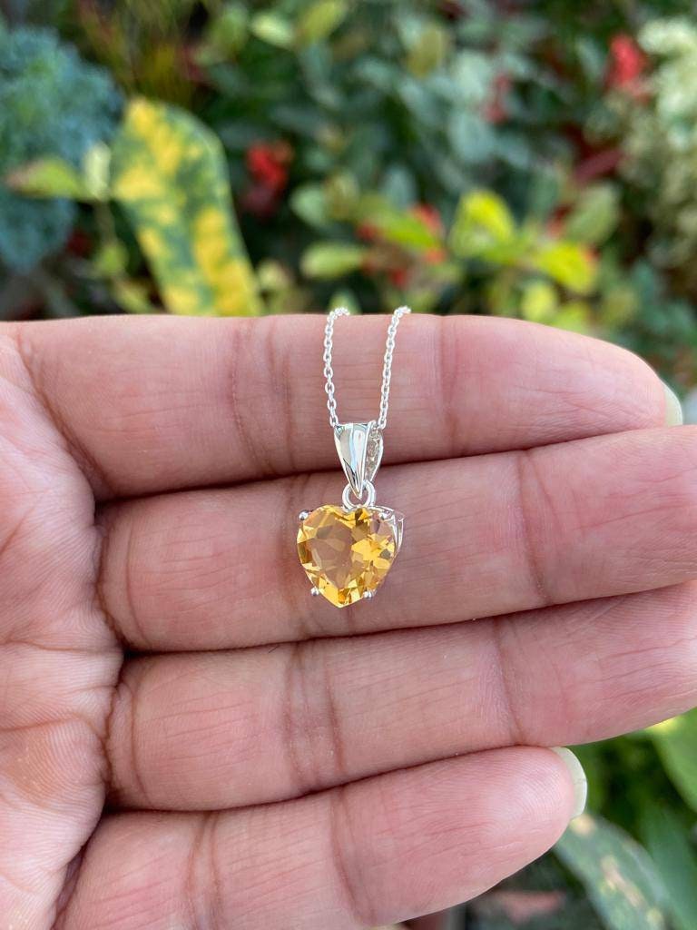 Heart Shape Necklace Natural Citrine 