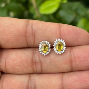 Yellow Sapphire Earrings- Dainty Earrings- Yellow Gemstone Earrings- Natural Sapphire Earrings- Natural Sapphire- Sapphire Jewelry