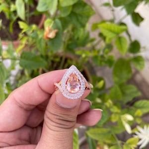 Pear Morganite Ring- Engagement Morganite Ring- Rose Gold Morganite Ring- Gift For Her