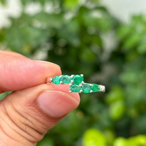 Emerald Ring- Engagement Ring- Silver Emerald Ring- Natural Emerald Ring- May Birthstone- Gift For Her- Dainty Ring- Emerald Jewelry