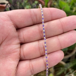 Amethyst Diamond Bracelet- Tennis Bracelet- Amethyst Jewelry- Gift For Her- Dainty Bracelet- 14k Gold Amethyst Bracelet- Bracelets For Women