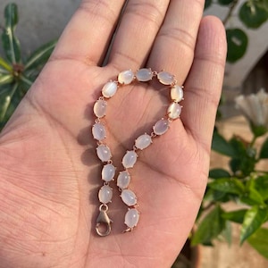 Braccialetto Moonstone- Bracciale moonstone in oro rosa- braccialetto moonstone naturale- gioielli moonstone- regalo nuziale- Regalo per lei