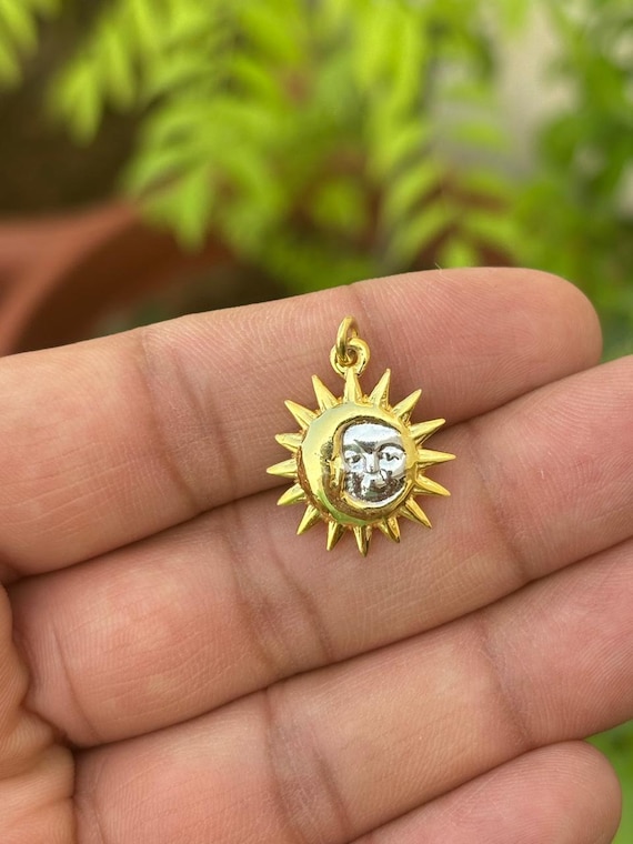 Sun Moon Necklace- Solar Eclipse Necklace- Crescent Moon Necklace