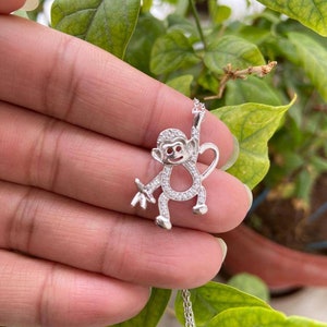 Monkey Necklace- 14k Gold Monkey Necklace- Animals Lover Gifts- Animals Necklace- Gift For Her