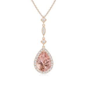 Rose Gold Morganite Necklace- Teardrop Necklace- Bridesmaid Necklace- Morganite Pendant