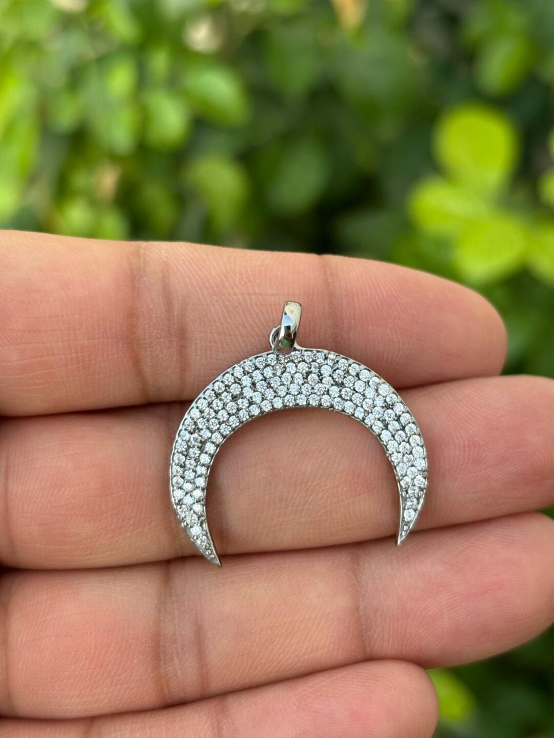 Crescent Moon CZ Necklace – Sterling Silver Celestial Jewelry - Etsy