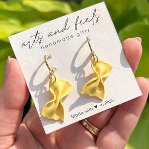 Farfalle Pasta Lover Huggie Hoop Earring, Mini Food Dangle, Handmade Sculped Clay