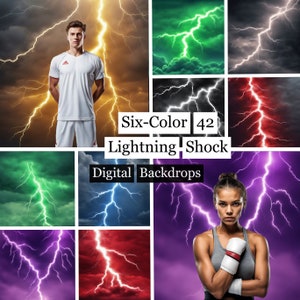 Sports Lightning Backdrops, Six-Color Digital Photography Backgrounds,Lightning Themed Background