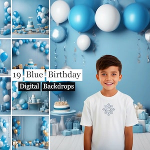 19 Blue Birthday Backdrop,Blue balloon arch,Blue Balloons Digital Backdrops,cake overlay ,Party backdrop,Backdrop For Kids,Birthday Backdrop