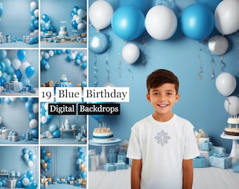 19 Blue Birthday Backdrop,Blue balloon arch,Blue Balloons Digital Backdrops,cake overlay ,Party backdrop,Backdrop For Kids,Birthday Backdrop