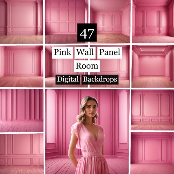 47x Pink Wall Panel Room Backdrops, Pink Portrait Photography Backdrops, Pink background, Photoshop Overlay , Pink photo backdrop