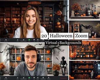 20 Halloween Zoom Virtual Backgrounds, Zoom Office Background , Virtual Backdrops , meeting backgrounds, Hallowen teams backgrounds