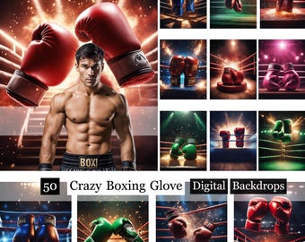 50 Crazy Boxing Glove Backdrops,Boxing Poster Digital Backdrops,Sports Photo Backgrounds, Boxing Ring Backdrops,Photoshop Background, Senior