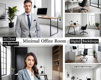 50x Minimal Office Room Backdrops,Blurred Business Headshot Overlays,Office Digital Backdrops,Modern Office ,Portrait Digital Background
