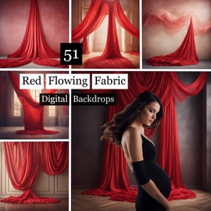 Può includere: Sfondo in tessuto rosso con drappeggi fluidi. Il tessuto è drappeggiato in vari modi, creando un look drammatico ed elegante. Questo sfondo è perfetto per la fotografia e la videografia.