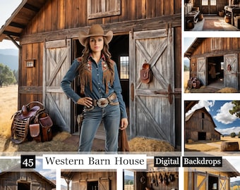 45 Western Barn House Backdrops,Western Backdrop,Cowboy Backdrop ,photography studio ,Western Rustic Wooden Digital Backdrops,Autumn Forest