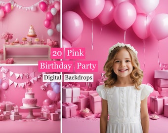 20 Pink Birthday Party Backdrops,Studio backdrops,Pink Balloon Backdrops,kids party backdrop,pink backdrop,pink balloons,Birthday Background