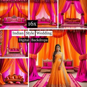 16x Indian Style Wedding Backdrops,Hues of India Backdrops,Wedding Photography, indian backdrop , Maternity Overlays ,Studio Backdrop