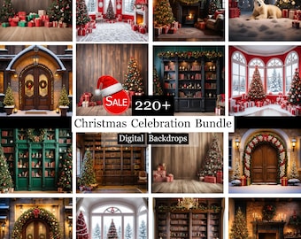 220+ Christmas Celebration Bundle Backdrops,Christmas Digital Backdrop,christmas gift,Photo Studio,santa Christmas For Kids Family,pine tree