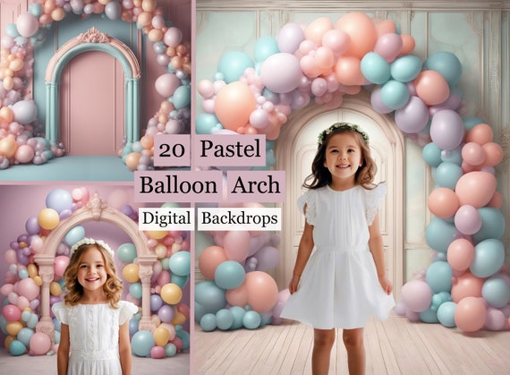 20 Pastel Balloon Arch Backdrops,balloon Digital Backdrop,pastel Backdrop,birthday  Backdrop,pastel Balloons,photography Studio,kids Backdrop 