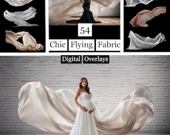 54X Chic Flying Fabric Digital Overlays,Flying Fabric,Overlays Pack,Fabric Clipart, Flying Fabric Digital Backdrops,Transparent background