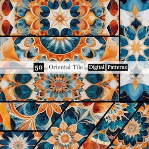 50 Oriental Tile Digital Patterns, Chinese Patterns ,Seamless Digital Paper, tiled background,printable scrapbook paper instant download