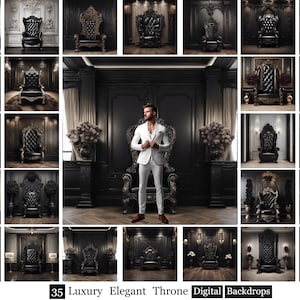35 Luxury Elegant Throne Backdrops, Black Luxury Digital Backdrops, Elegant Thrones Backgrounds, Throne backdrops, Royal Throne Backdrops