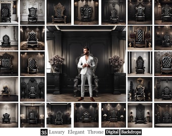 35 Luxury Elegant Throne Backdrops, Black Luxury Digital Backdrops, Elegant Thrones Backgrounds, Throne backdrops, Royal Throne Backdrops