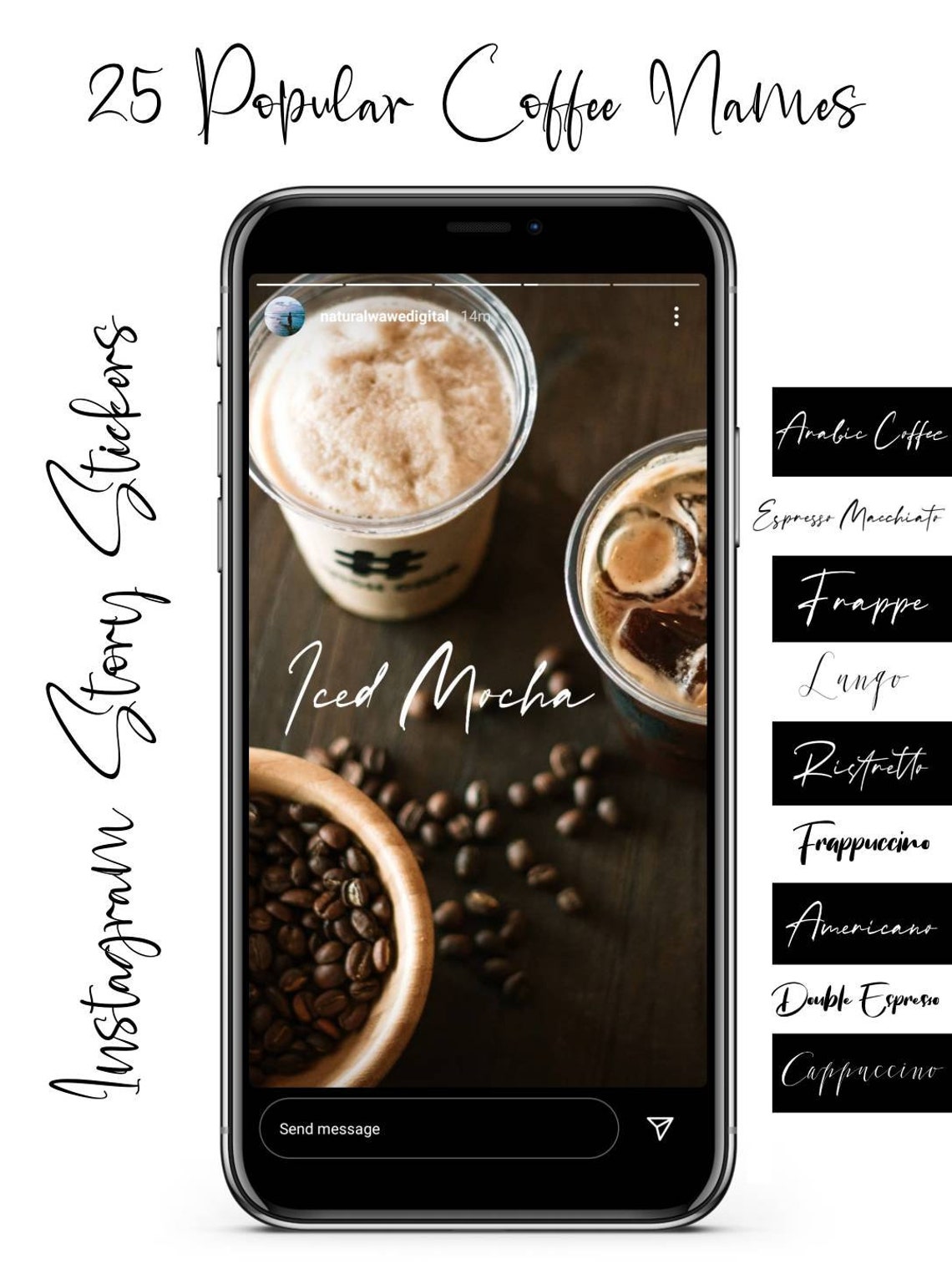 Popular Coffee Names Story StickersCoffee Instagram Story Etsy