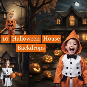 10 Halloween House Backdrops,Horror Scary Backdrop,photoshop Studio Overlay , Halloween Digital Backdrop,halloween photography backdrop