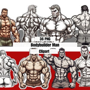 36 Bodybuilder Man Clipart ,Fitness digital clipart, Bodybuilder Stickers ,Fitness clipart, GYM Men Clipart ,planner png clipart
