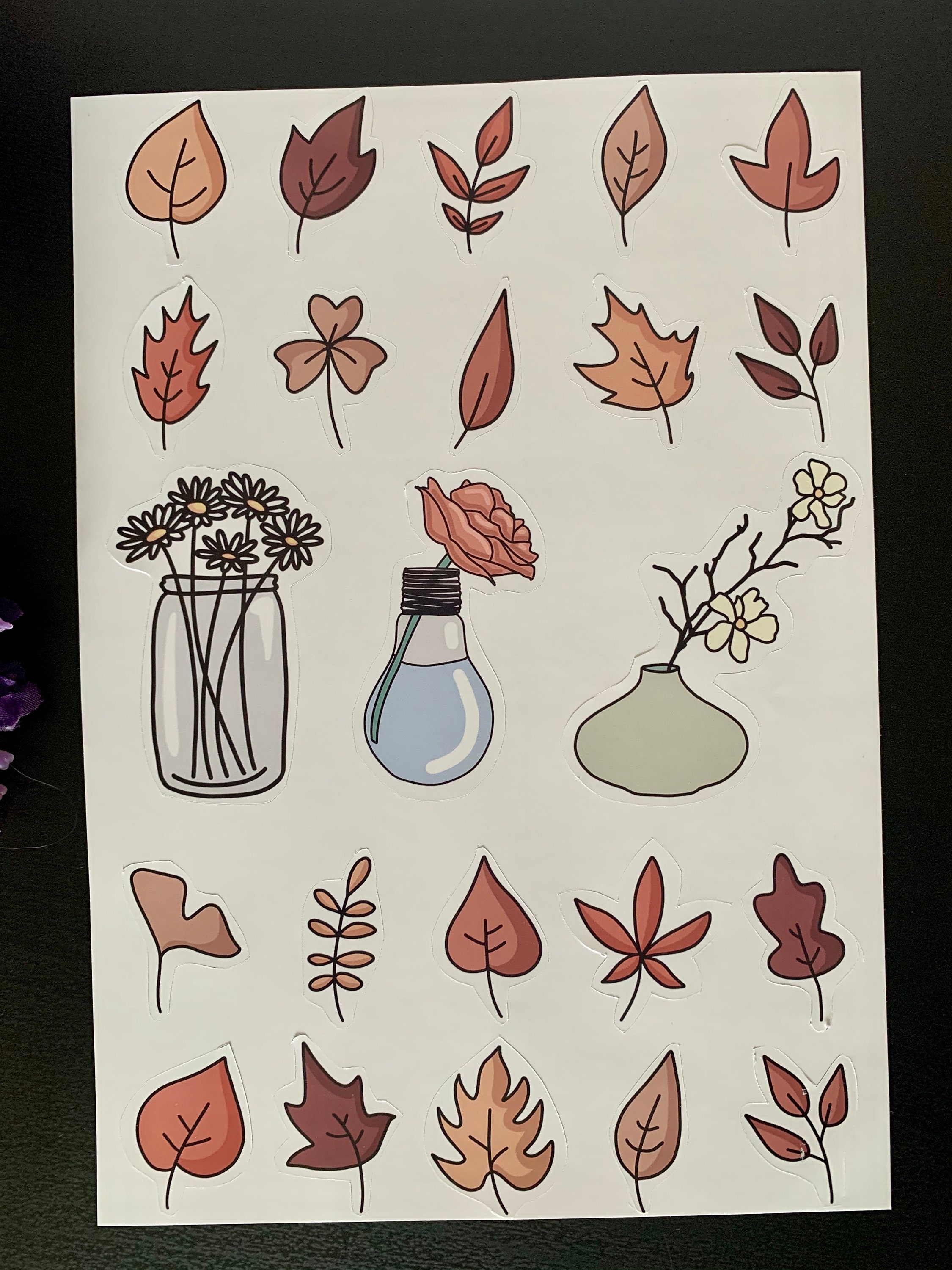 Pretty Fall / Autumn Stickers Plants Leaves and Flower | Etsy
