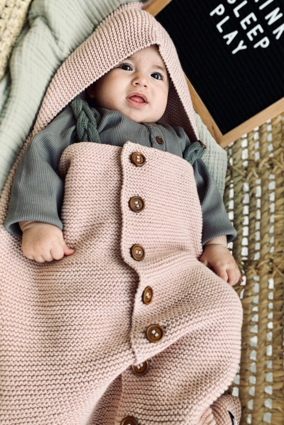 Adorable Handknitted Baby Swaddle 100 Organic Cotton Pink Etsy