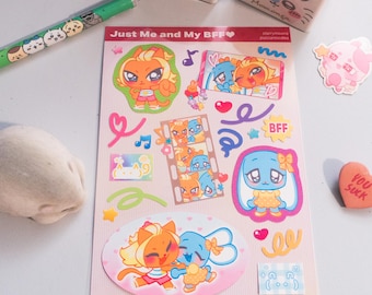 just me and my bff deco cat bunny sticker sheet 5x7