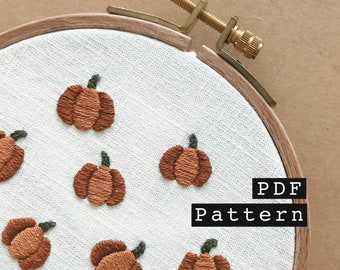 Citrouilles | Décoration murale cerceau | Patron PDF imprimable bricolage | Broderie à la main pour débutants | Téléchargement numérique instantané