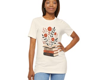 Floral Book Stack Tee | Reading Flowers T-Shirt, Book Lover Shirt