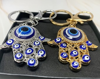 Hamsa Hand Keychain Protection Indian India Hand of Fatima Hand Boho Gypsy Spirital Gift for Her Evil Eye Keychain Yoga Accesories Ohm