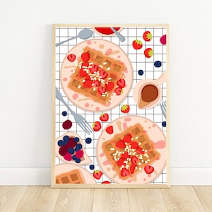 Waffles Art Print: Kitchen Brunch Decor