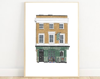 Goddards Pie and Mash Shop Art Print: Greenwich London Watercolour