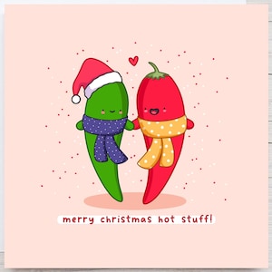 Jolie carte de Noël - Carte de Noël kawaii, carte de Noël romantique, carte de Noël de petit chien