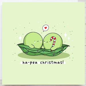 Cute Christmas card - Kawaii Christmas card, Pun Christmas card, Pea pun