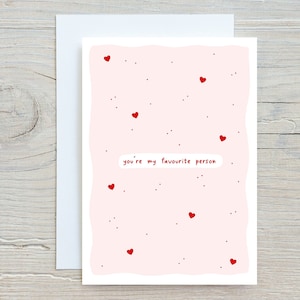 Carte Tu es ma personne préférée - jolie carte d'anniversaire, jolie carte de Saint-Valentin, coeurs, carte rose, A5 ou A6