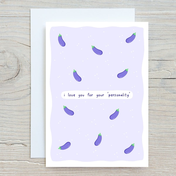 Funny anniversary card for boyfriend - cheeky, adult, husband, aubergine card