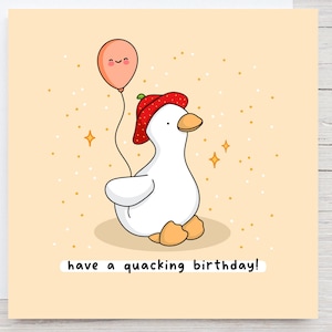 Passez un anniversaire charlatan, carte d'anniversaire sur le thème du canard, carte d'anniversaire drôle de jeu de mots, Kawaii