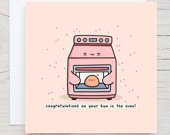 Bun In The Oven Card: Kawaii New Baby Congratulations