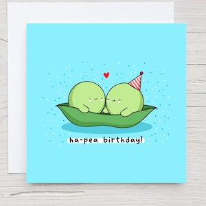 Jolie carte d'anniversaire ha-pea - anniversaire de pois kawaii, jeu de mots, kawaii, chiot, carte d'anniversaire, carte pour petit ami ou mari